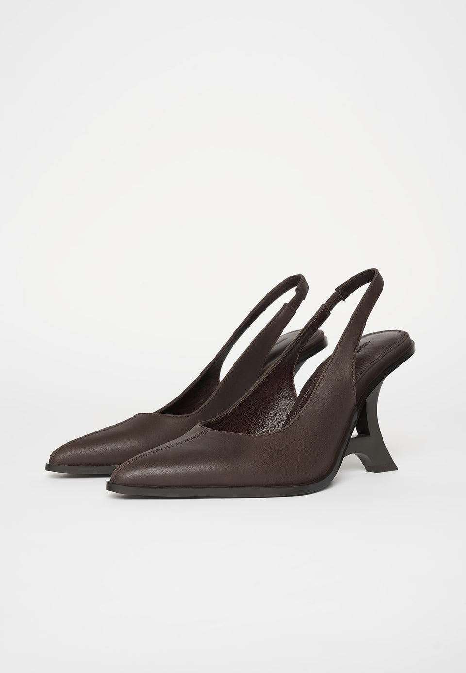 Sling Back Eiffel Heel - Brown