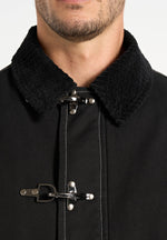 Nino - Unisex Clasp Detail Contrast Stitch Gabardine Jacket - Black