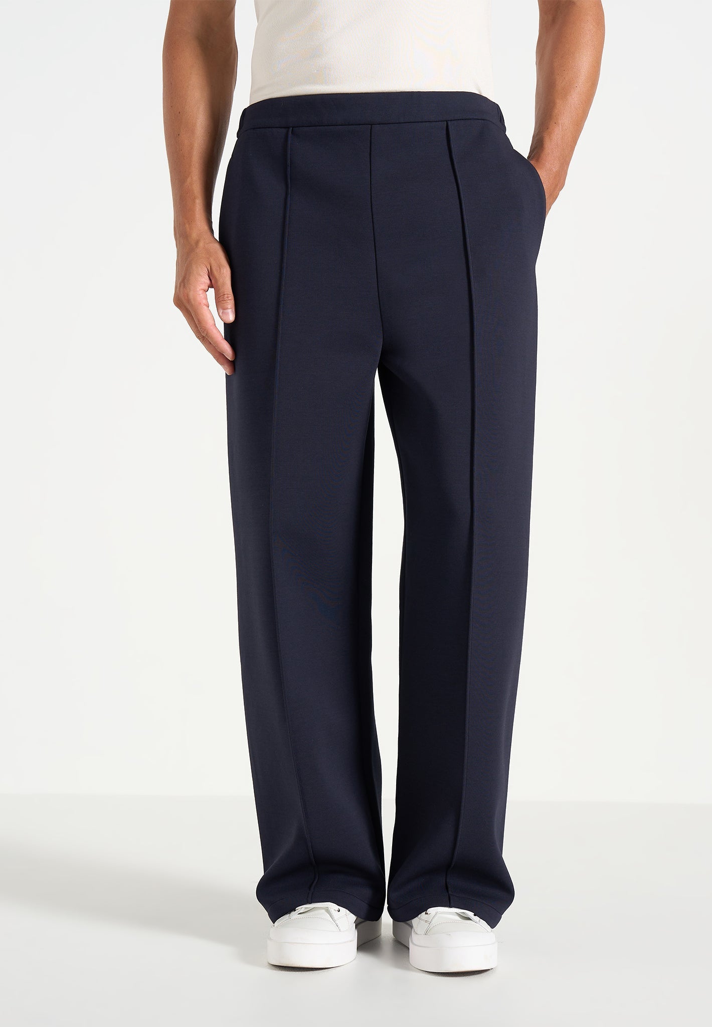 Jerome - Wide Leg Neoprene Pants - Navy