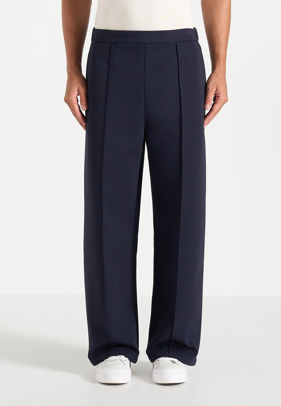 Jerome - Wide Leg Neoprene Pants - Navy