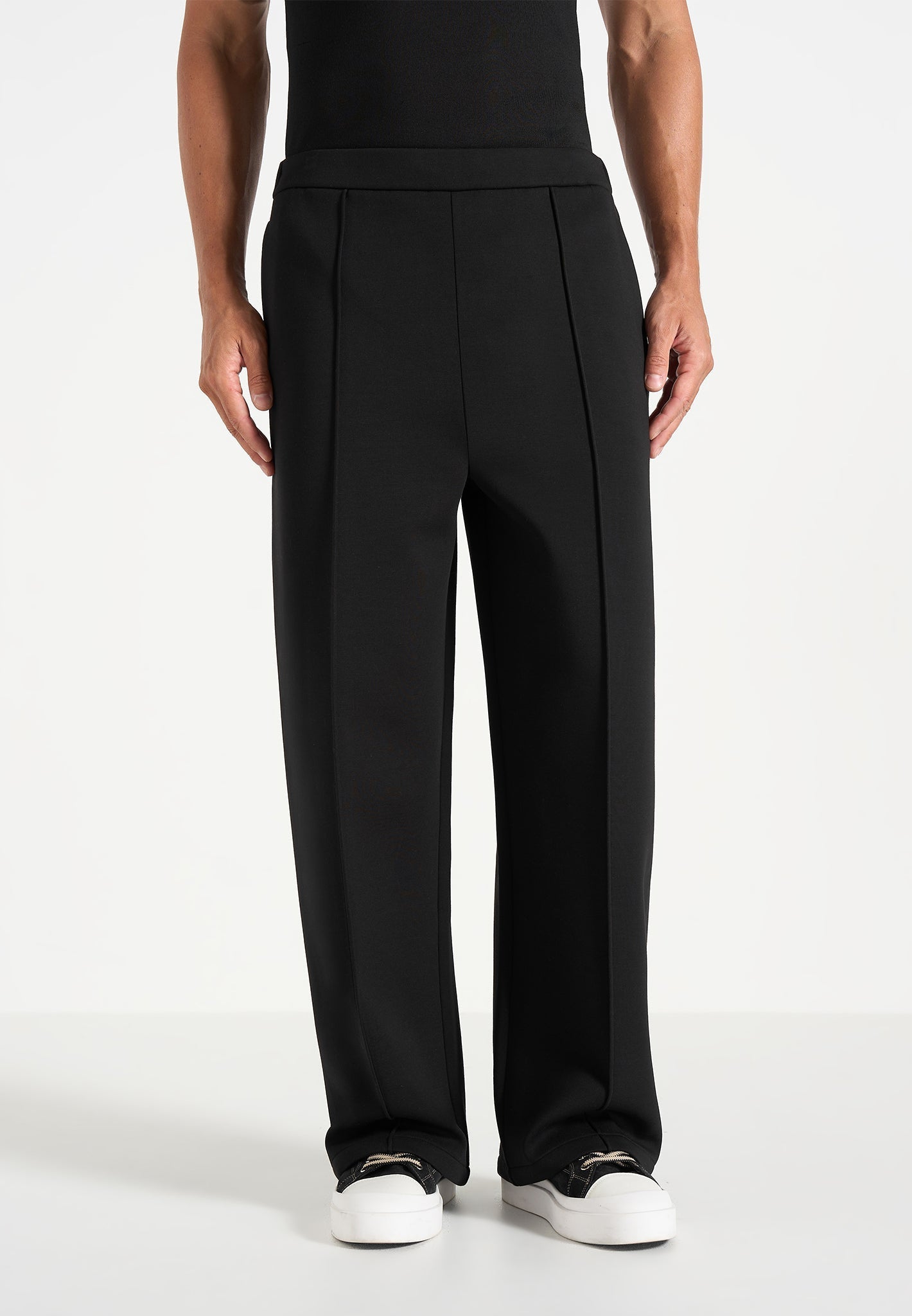 Jerome - Wide Leg Neoprene Pants - Black