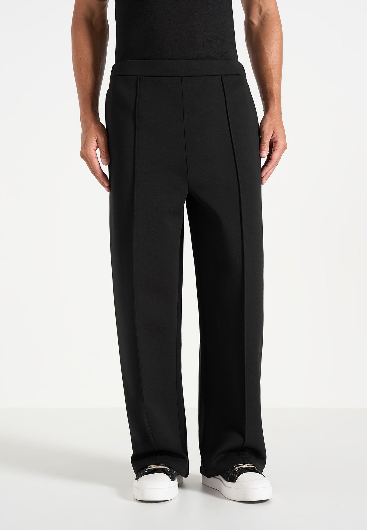 Jerome - Wide Leg Neoprene Pants - Black