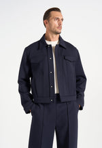 Kairo - Neoprene Trucker Jacket - Navy
