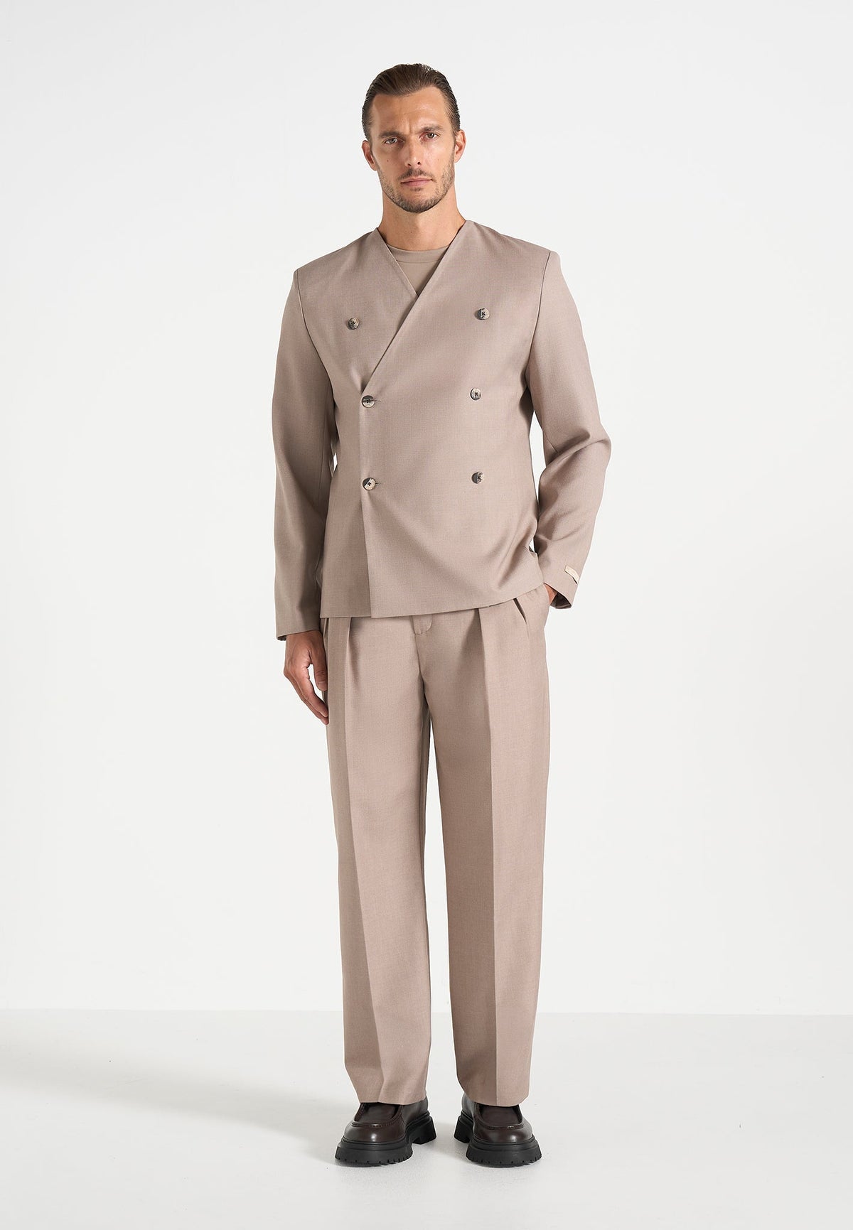 Timeo - Tailored Kimono Blazer - Taupe