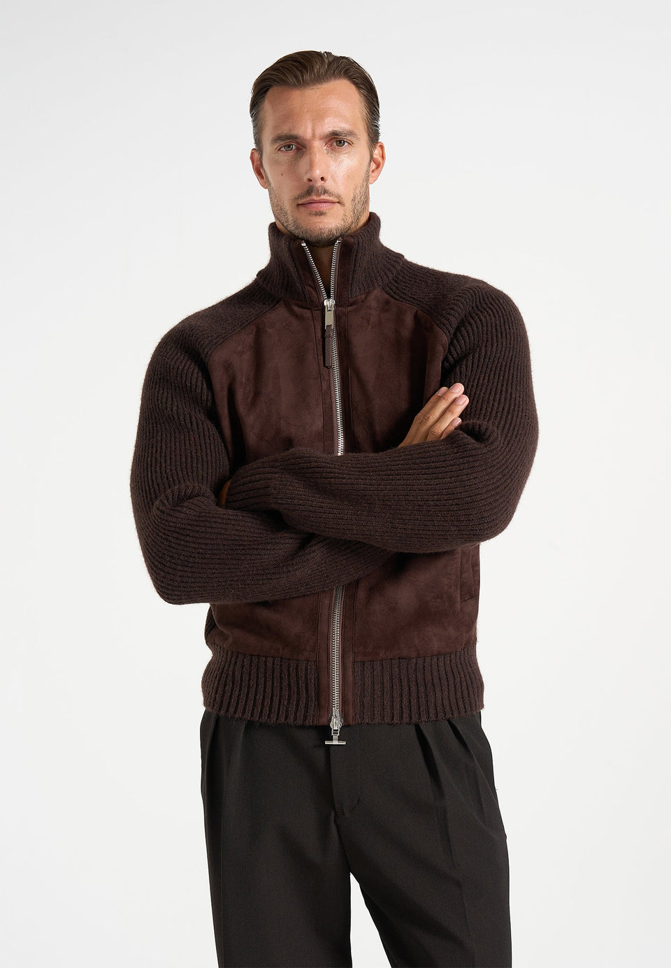 Rami - Suede & Knit Jacket - Brown
