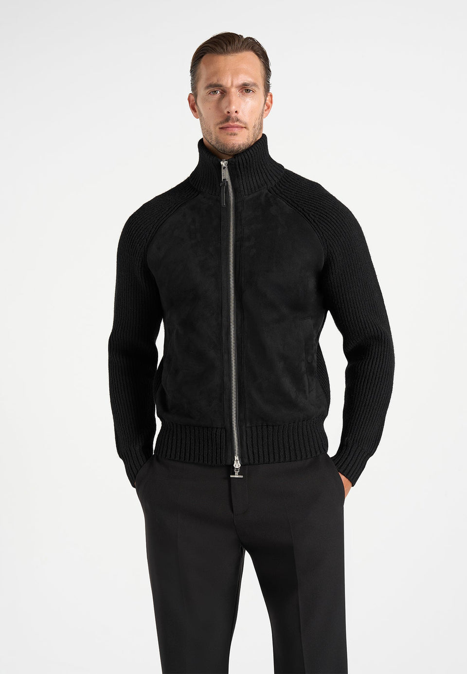 Rami - Suede & Knit Jacket - Black