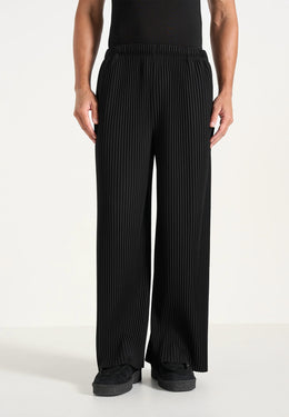 Jonas - Pleated Wide Leg Trousers - Black
