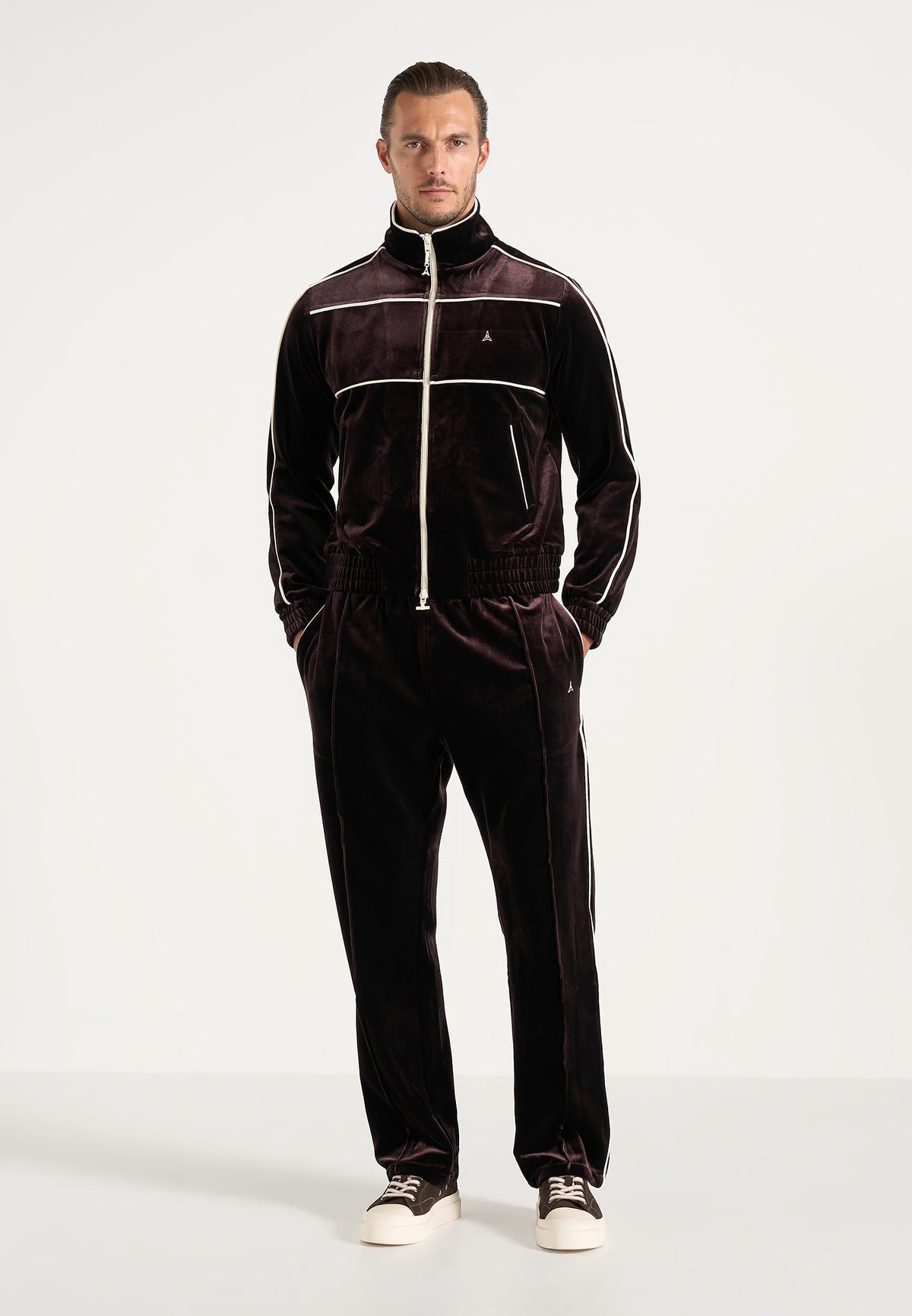 Eiffel Velour Track Jacket - Brown