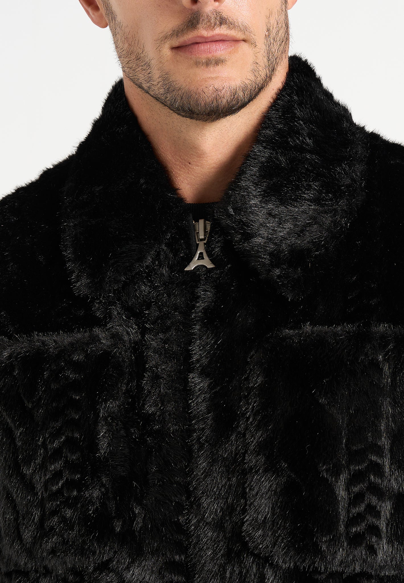David - Plush Cable Embossed Jacket - Black