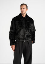David - Plush Cable Embossed Jacket - Black