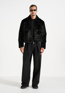 David - Plush Cable Embossed Jacket - Black