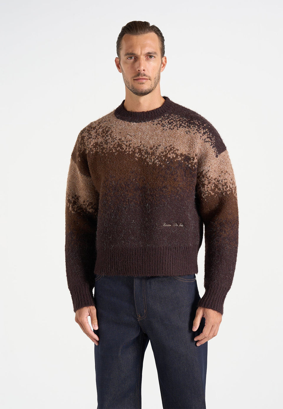 Yani - Ombré Wool Crewneck Sweater - Brown