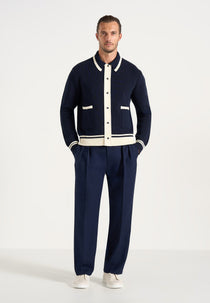 Julien - Classic Combed Cotton Knit Cardigan - Navy