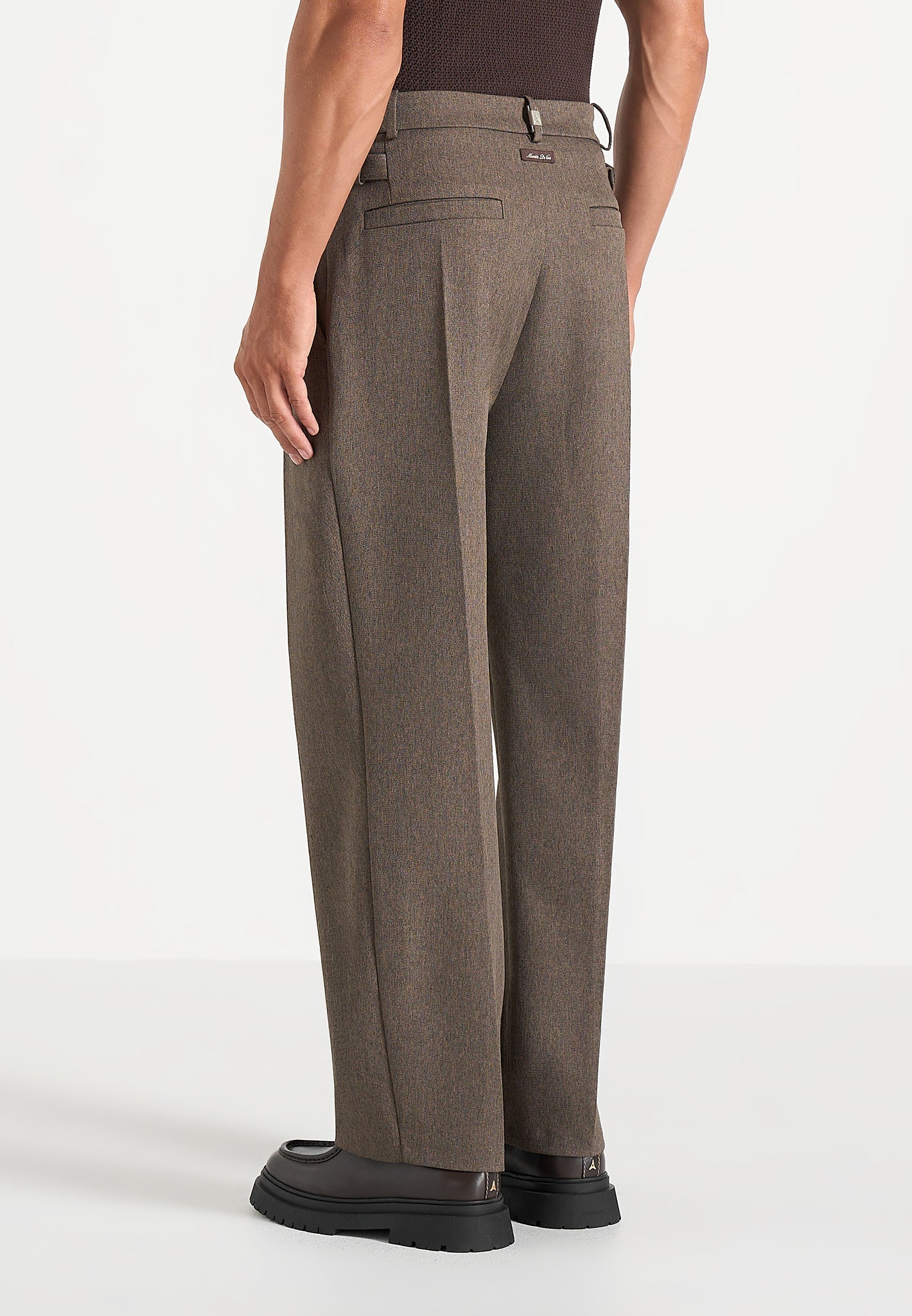 Dorian - Relaxed Fit Pleated Textured Tailored Pants - Taupe