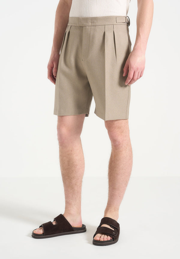 Bertrand - Twin Pleat Tailored Shorts - Beige