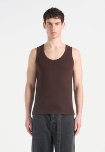 Justin - Ribbed Cotton Vest - Dark Brown