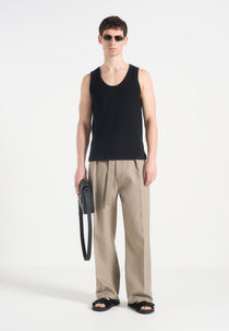 Justin - Ribbed Cotton Vest - Black