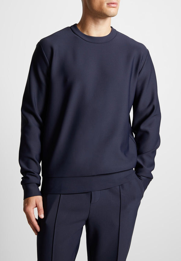 Neoprene Regular Fit Crew Neck Jumper - Navy