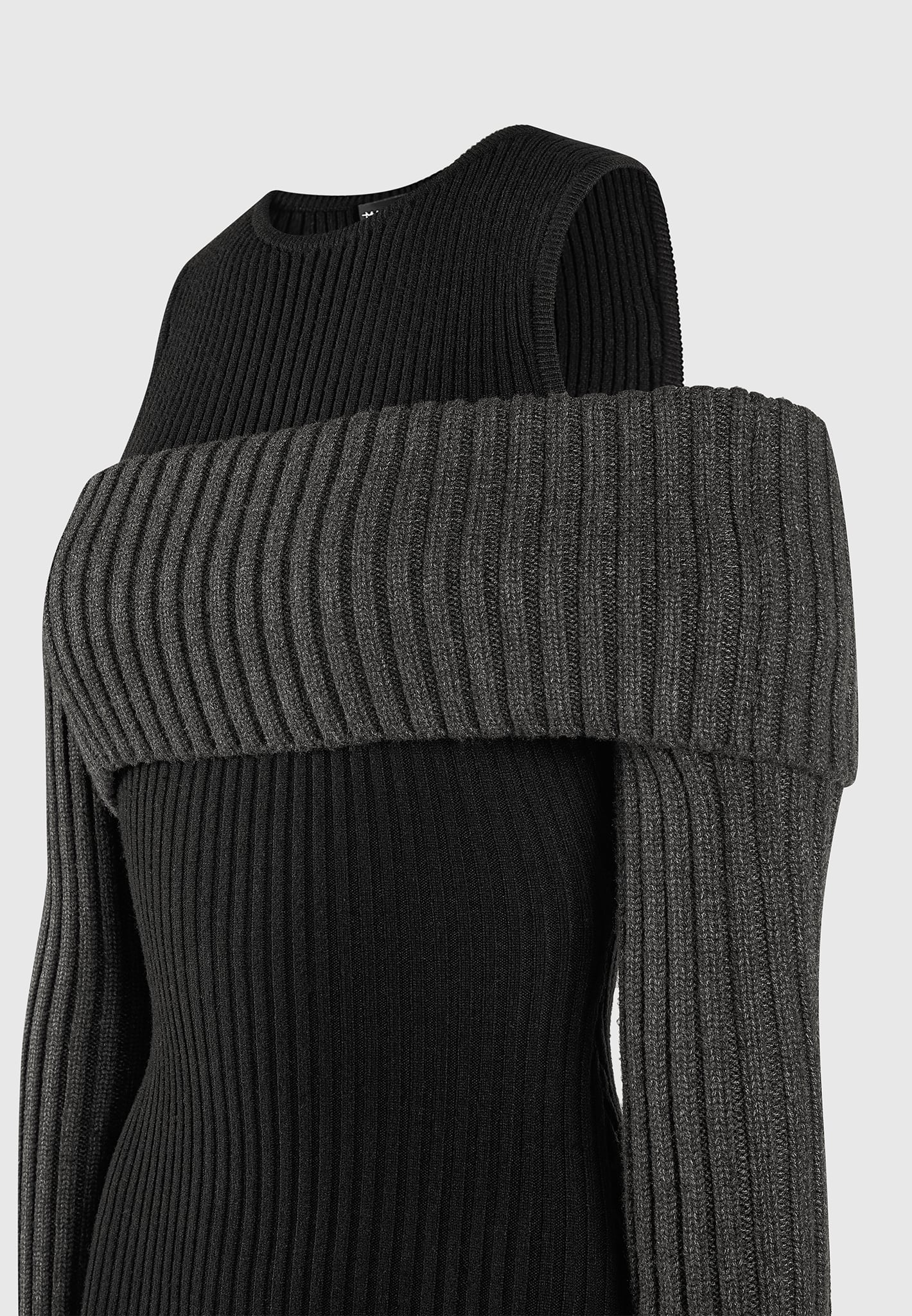 overlay-knitted-midi-dress-black-grey