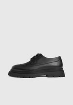 Rennes Pebbled Leather Derby Shoe - Black