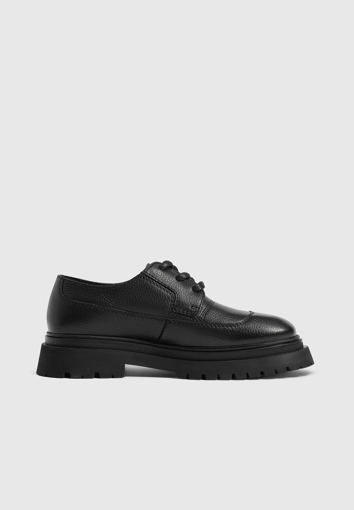 Rennes Pebbled Leather Derby Shoe - Black