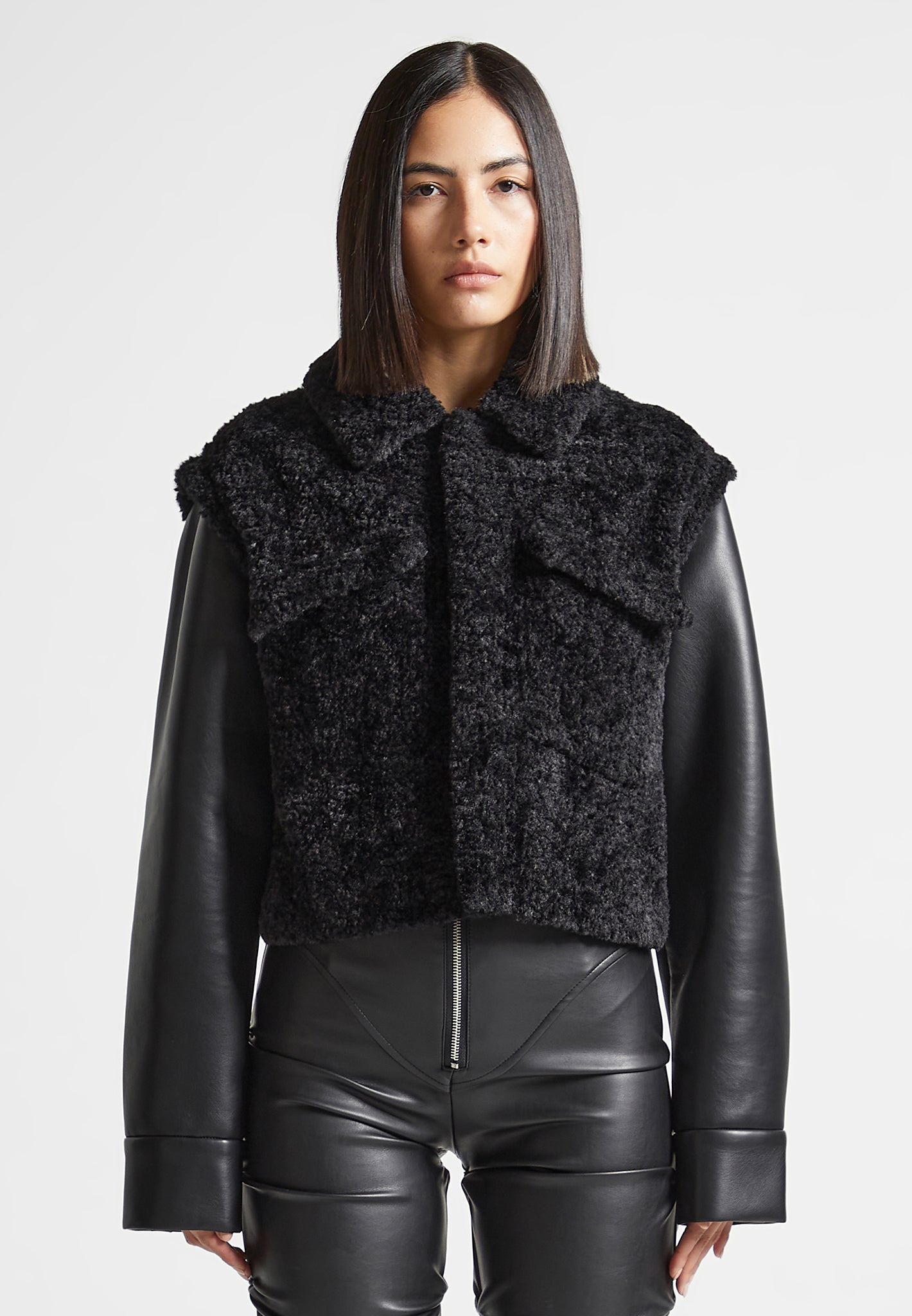plush-jacket-with-vegan-leather-sleeves-black