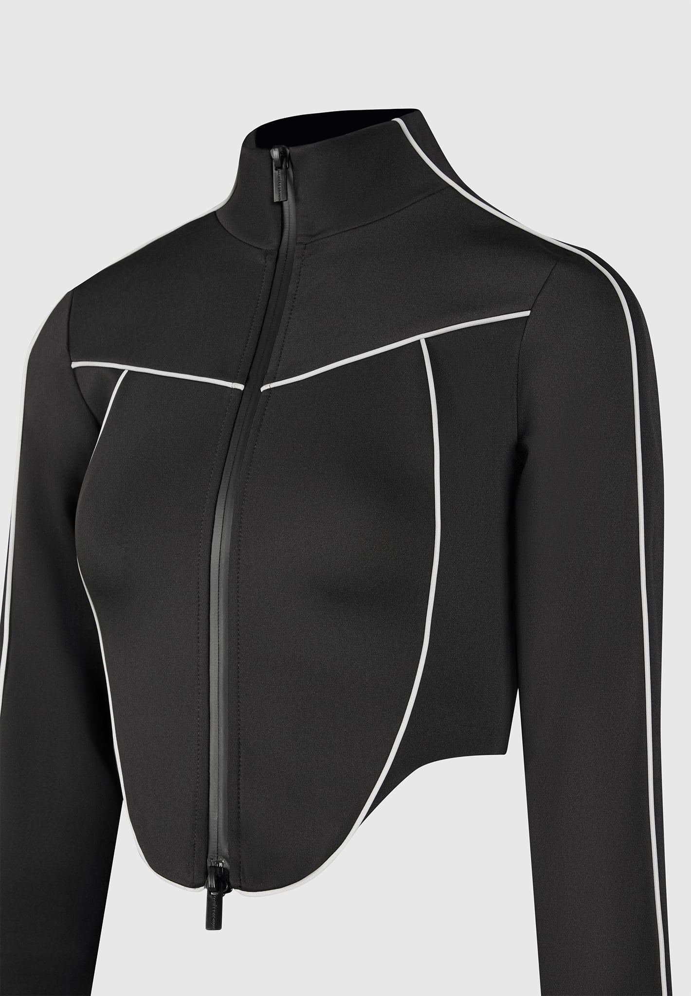 reflective-piped-long-sleeve-corset-jacket-black