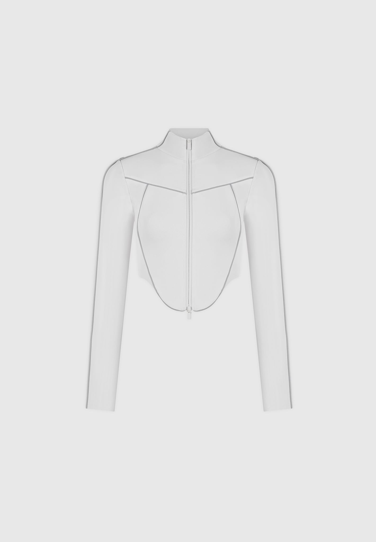 reflective-piped-long-sleeve-corset-jacket-grey