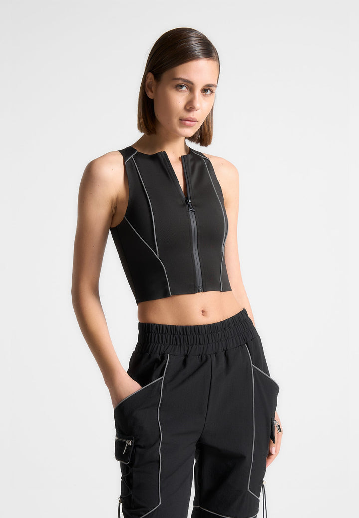 reflective-piped-racer-crop-top-black