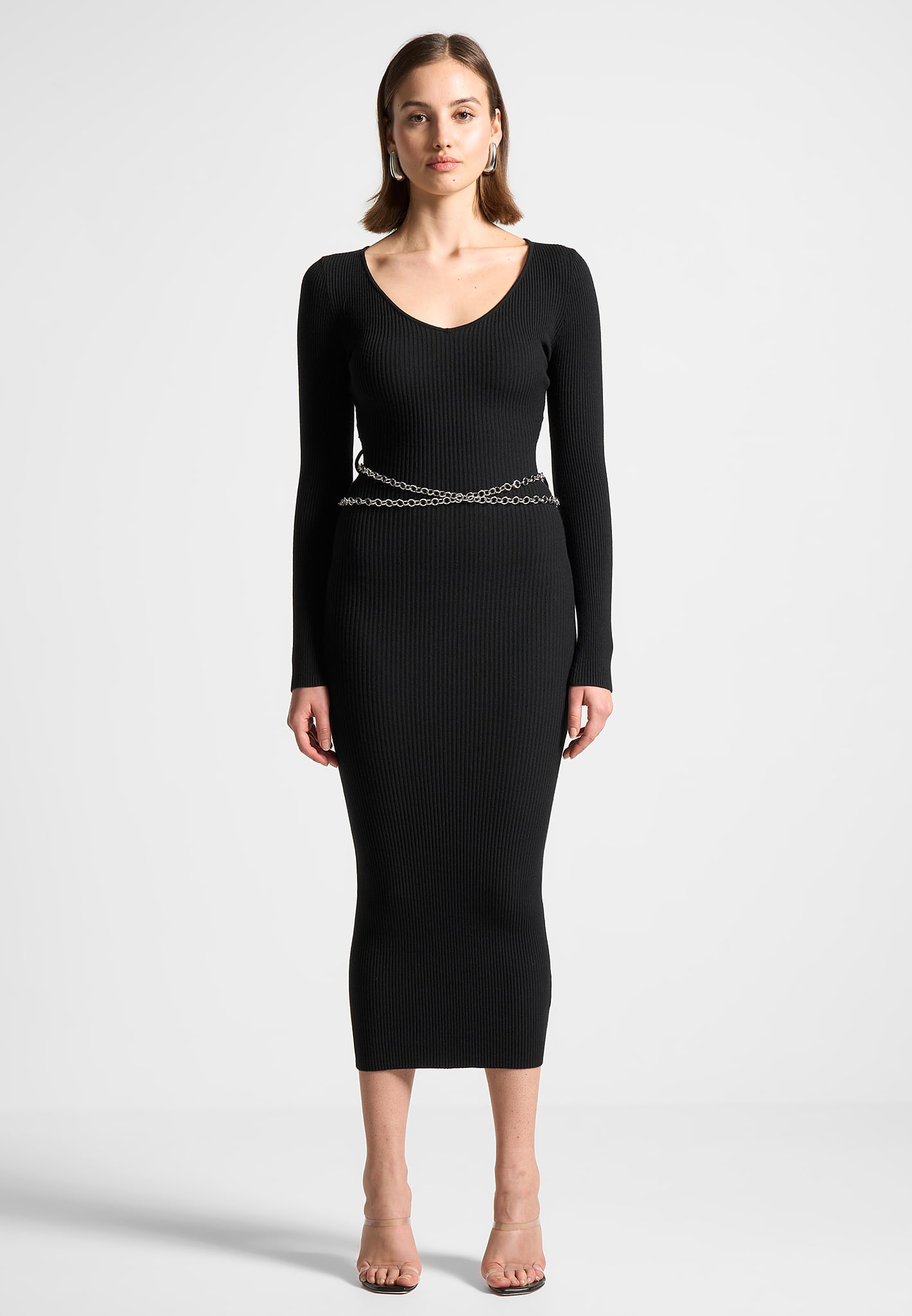 ribbed-knit-midaxi-dress-with-chain-belt-black