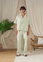 Abel - Boxy Double Breasted Tailored Shirt - Sage
