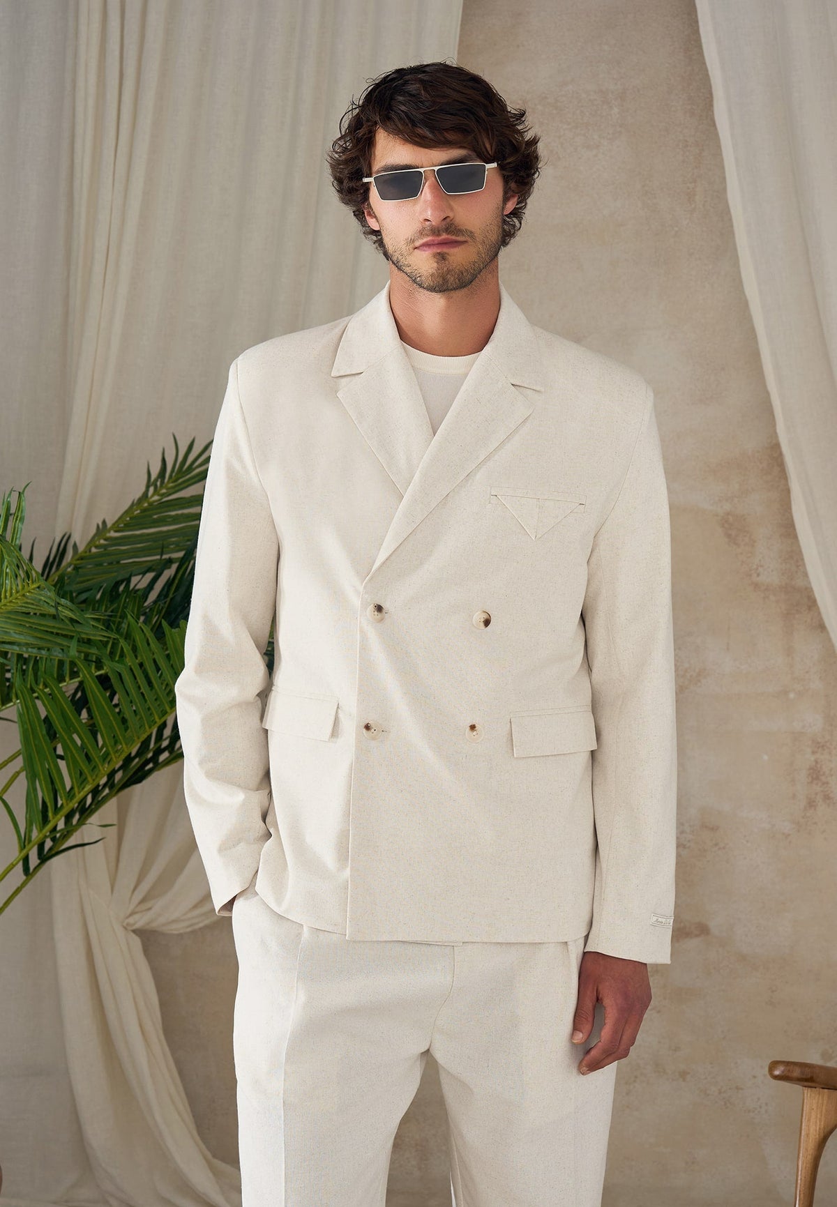 Didier - Double Breasted Linen Blazer - Natural