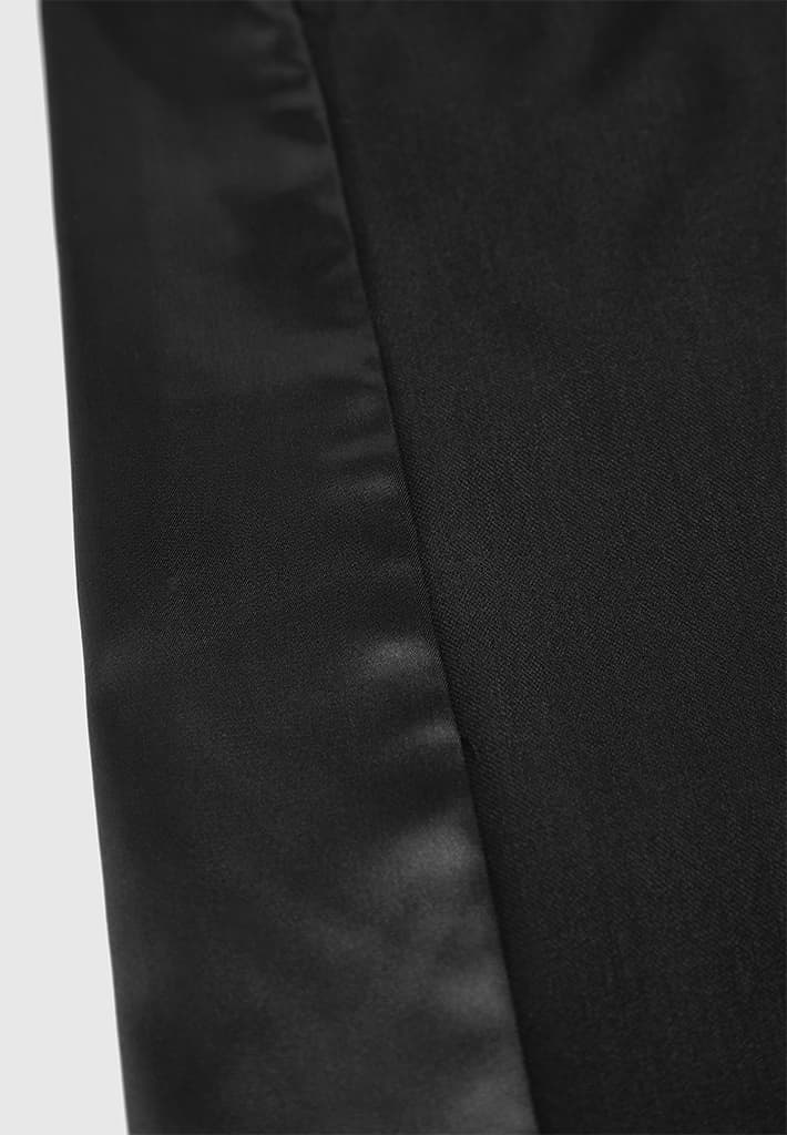 Satin Panel Trousers with Belt - Black