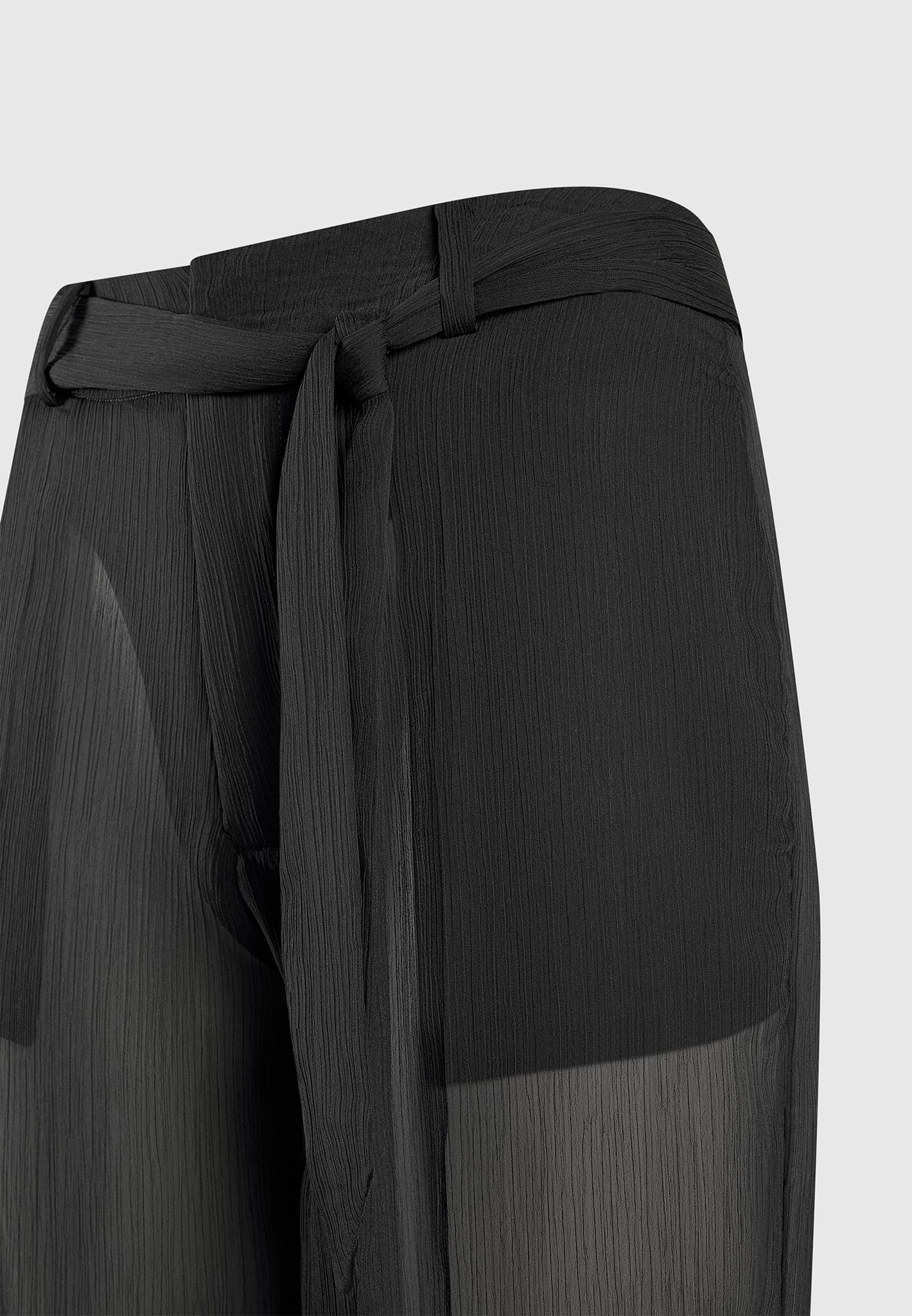 Sheer Trousers with Belt - Black