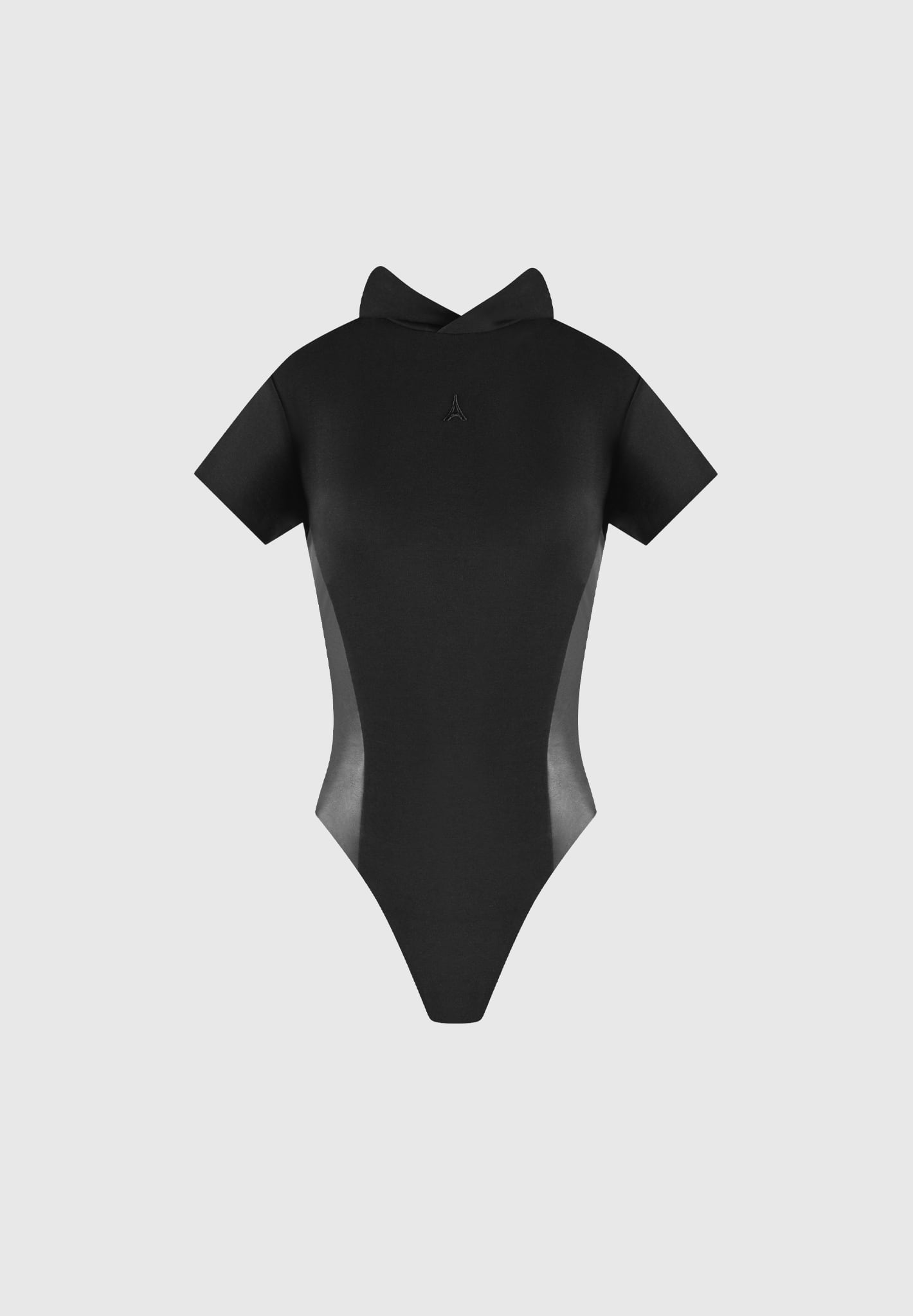 Vegan Leather and Lace Contour Bodysuit - Black