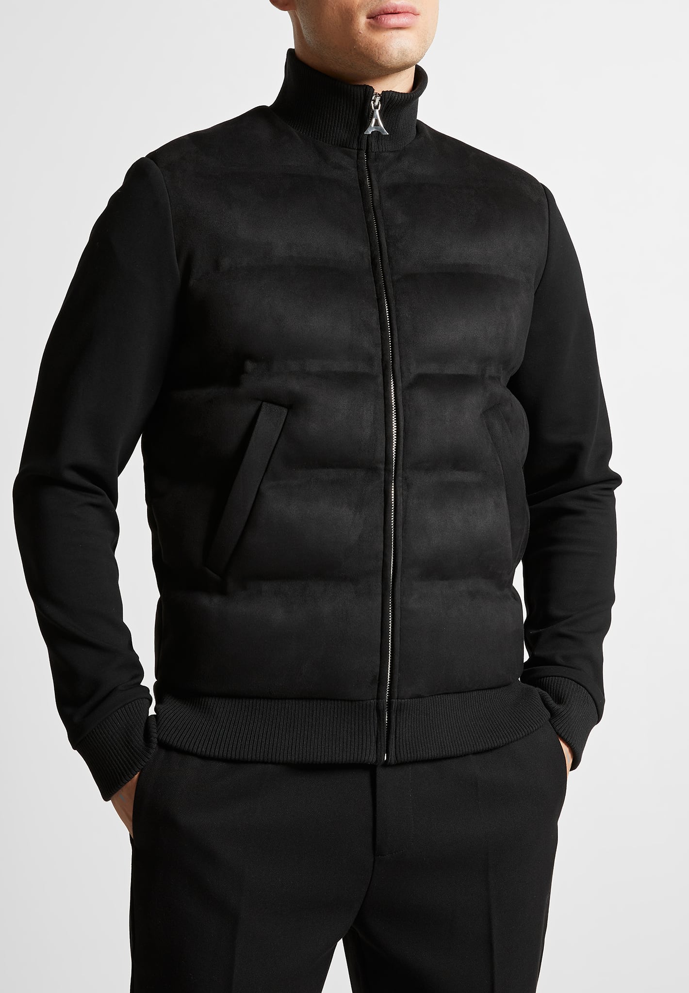 Men's Vaxton Black Hybrid Varsity Jacket