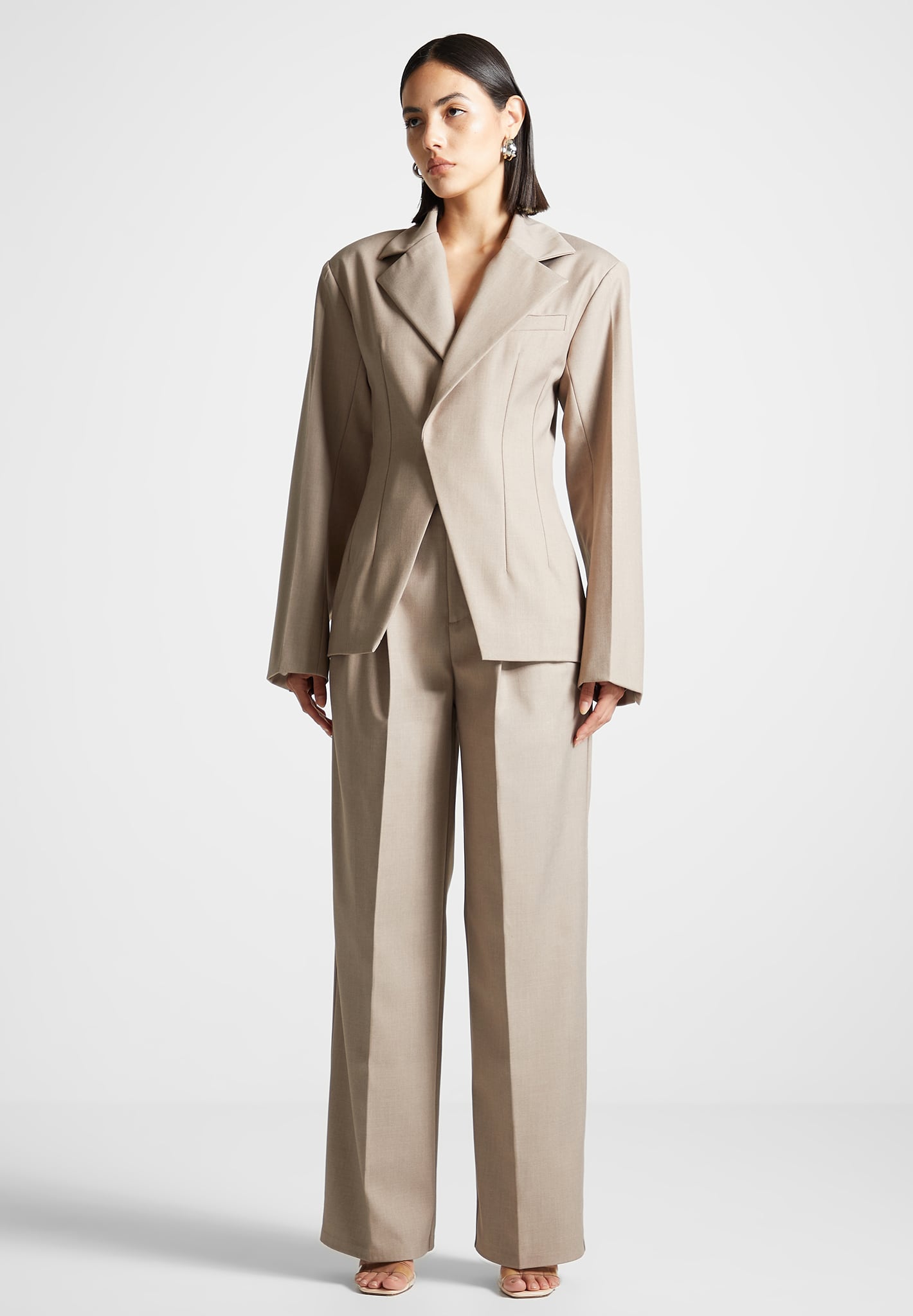 Tailored Double Breasted Blazer - Taupe