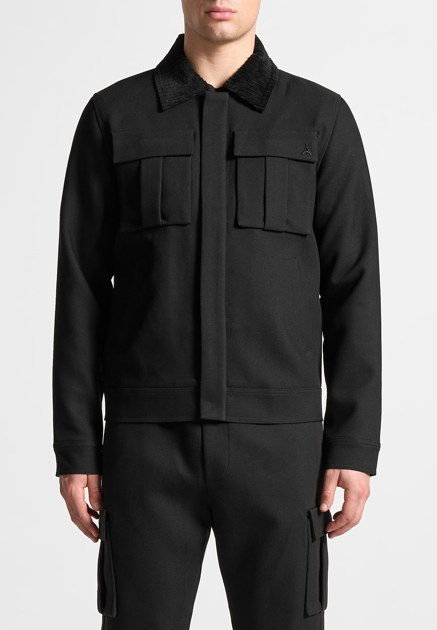 twill-trucker-jacket-with-velvet-collar-black