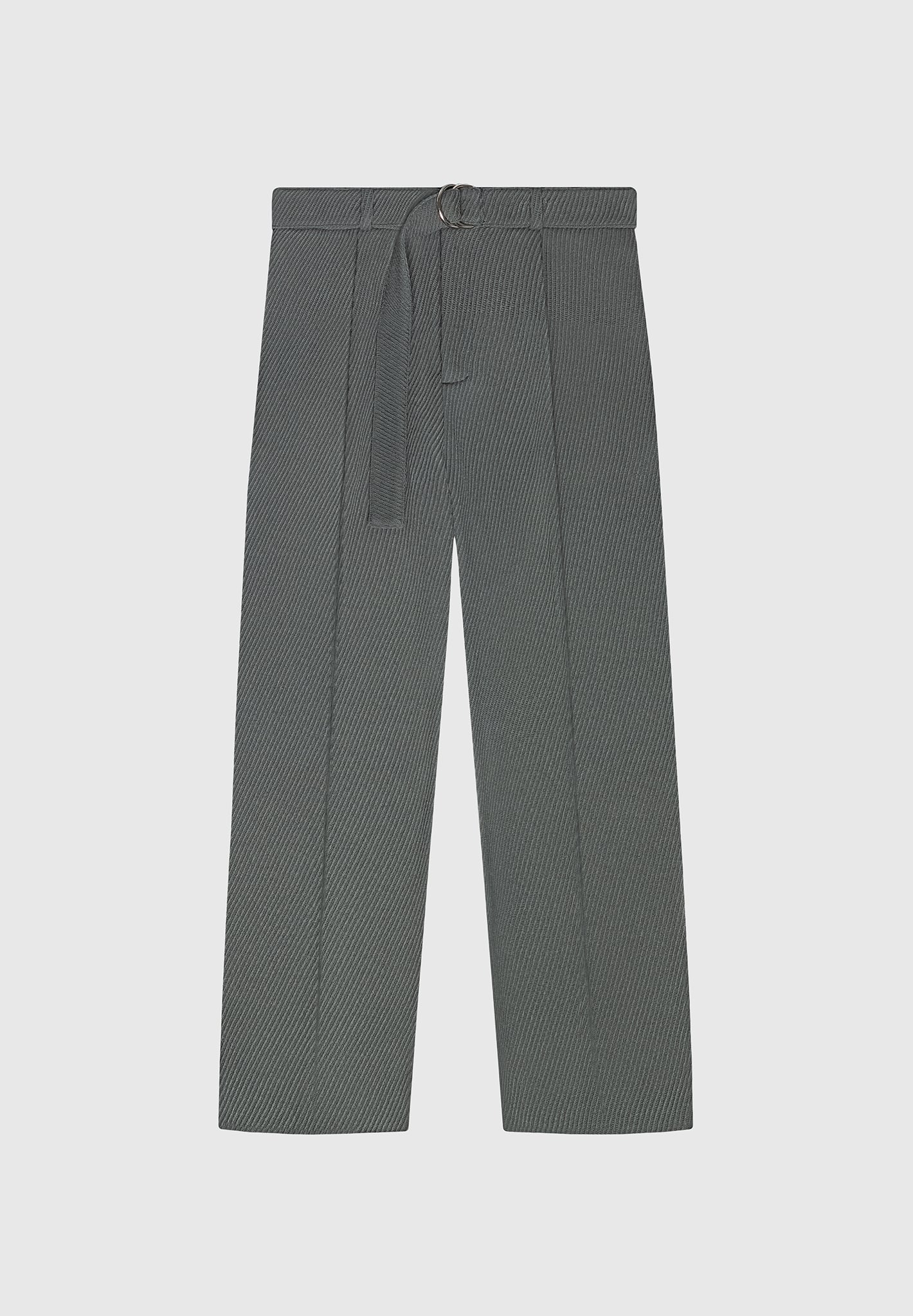 Twill Trousers With Belt - Grey