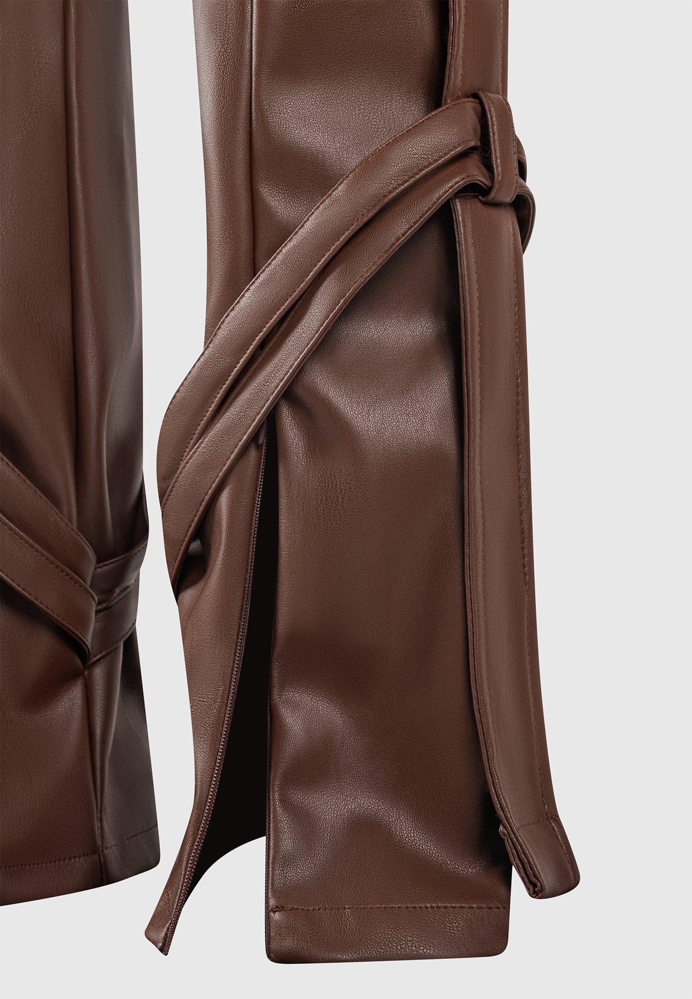 Vegan Leather Carpenter Cargo Trousers - Brown