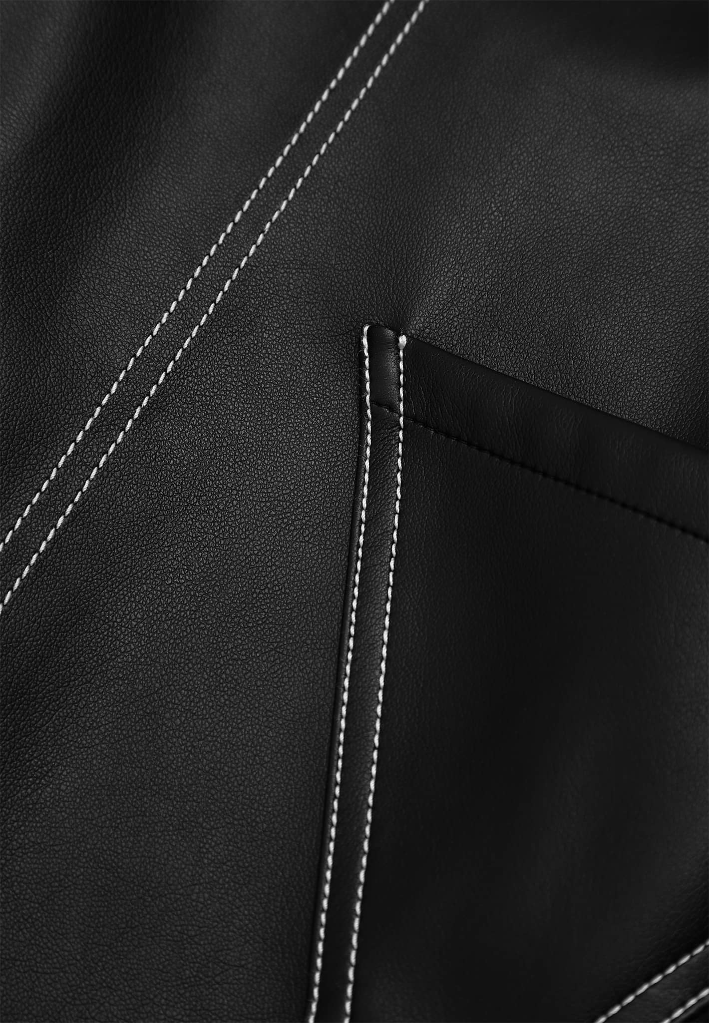 vegan-leather-contrast-stitch-cargo-pants-black