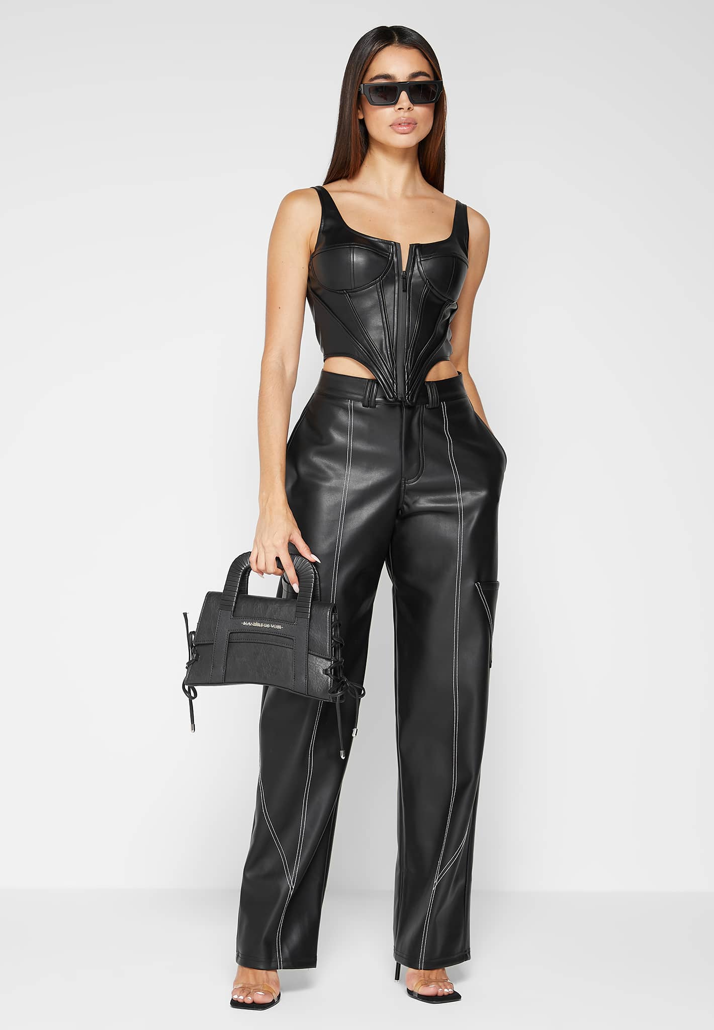BREE Faux Leather Corset Top