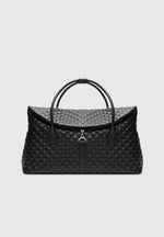 vegan-leather-diamond-quilted-travel-bag-black