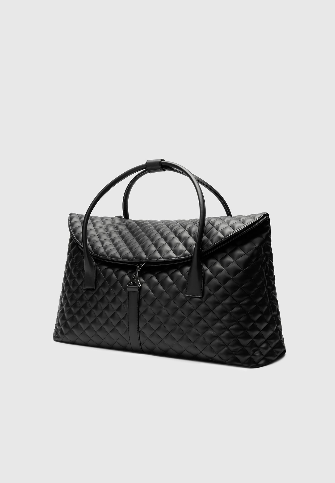 vegan-leather-diamond-quilted-travel-bag-black