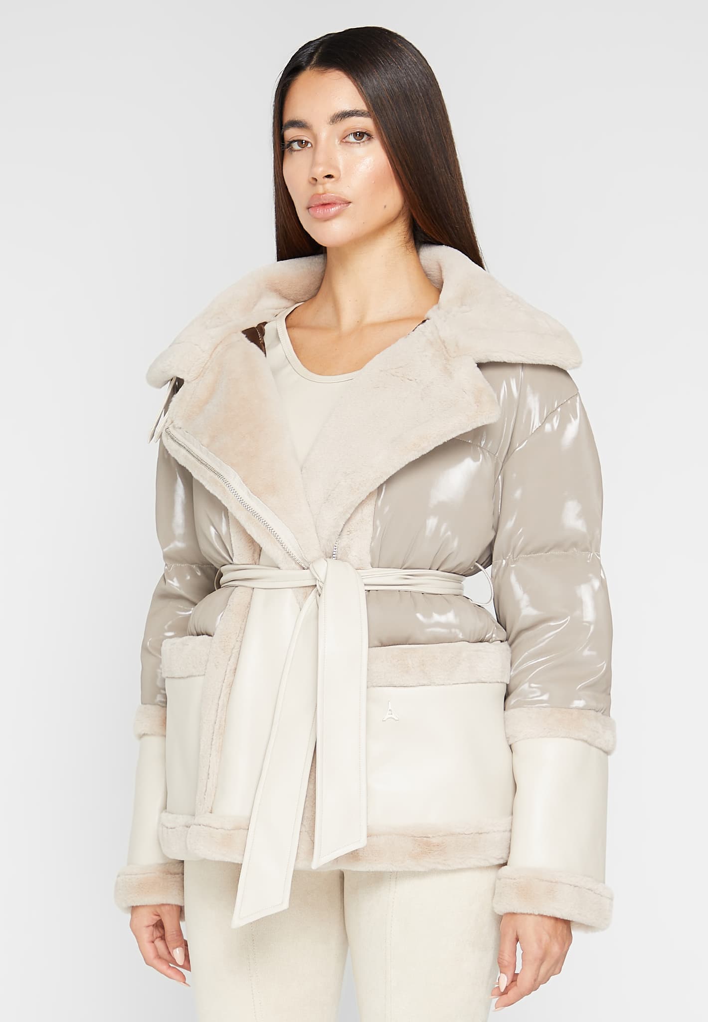 vegan-leather-and-plush-puffer-jacket-with-belt-beige