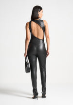 vegan-leather-cut-out-button-detail-jumpsuit-black