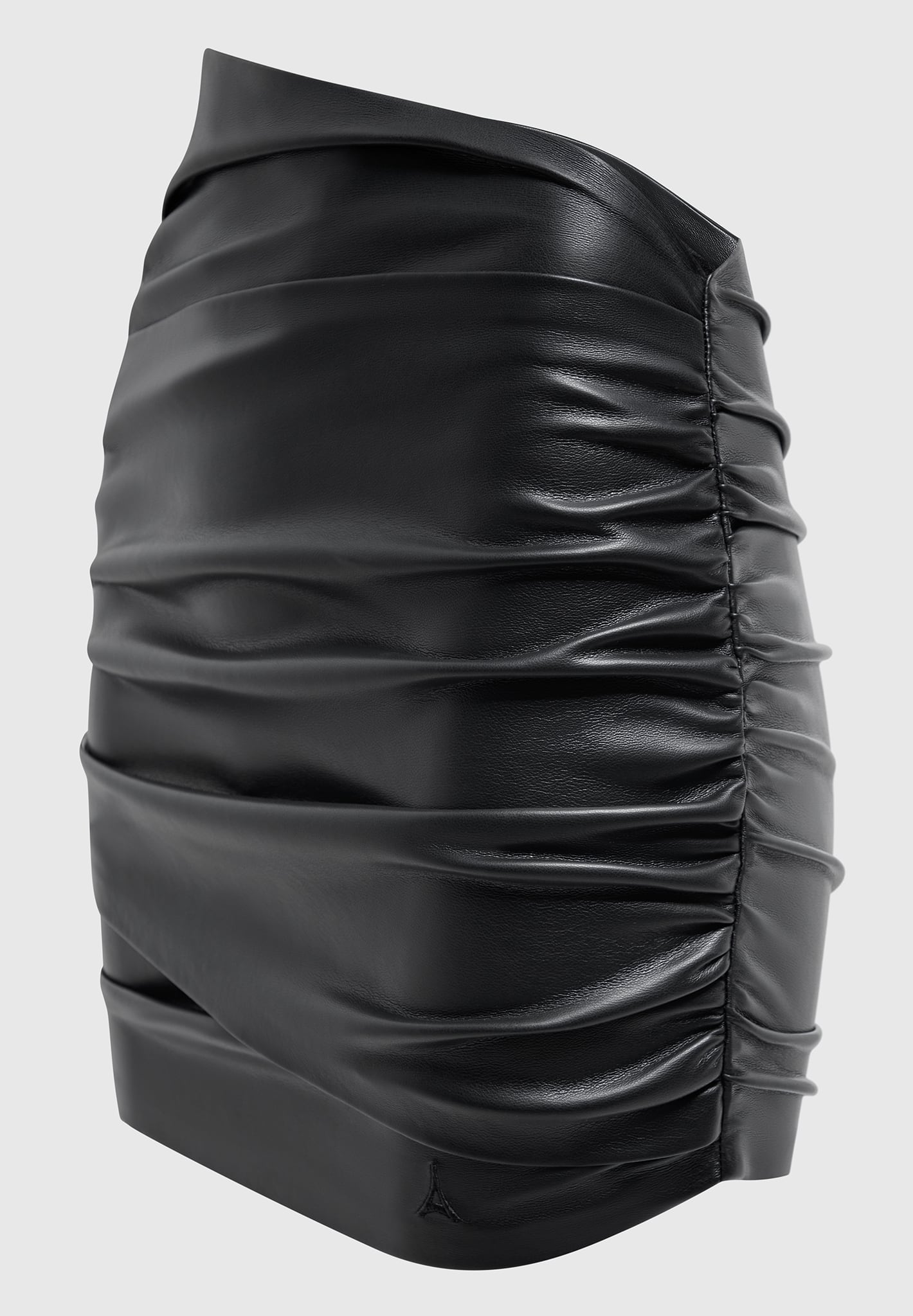 vegan-leather-gathered-mini-skirt-black