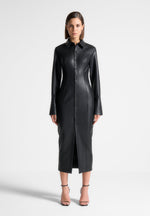 vegan-leather-midaxi-shirt-dress-black