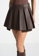 leather-pleated-skort-brown