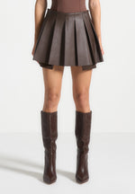 leather-pleated-skort-brown